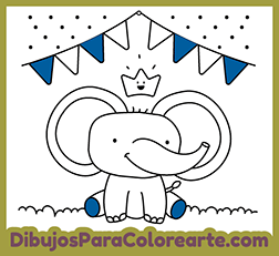 Dibujo infantil de elefante para colorear gratis 