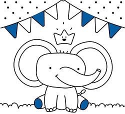 Dibujos gratis para pintar en línea: Ilustración de elefante para niños pequeños
