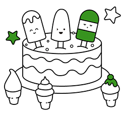 Imágenes infantiles online para colorear gratis para niños pequeños: Pastel de cumpleaños