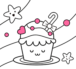 Ilustraciones online para colorear: Muffin para pintar para niños de 2 a 5 años