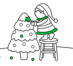 Imágenes navideñas fáciles para pintar gratis: Duende para niños pequeños