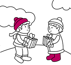 Dibujo de regalos navideños para colorear online para niños de 2 a 5 años