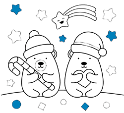 Ilustraciones navideñas para colorear gratis para niños pequeños: Ositos