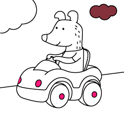 Ilustración online para colorear para niños y niñas: Carro descapotable para pintar gratis