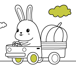 Dibujos infantiles para colorear online para niñas y niños: Conejo en su camión