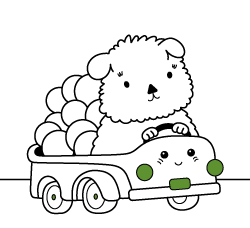 Dibujos infantiles online para colorear y pintar para niños pequeños: Perro y su camión