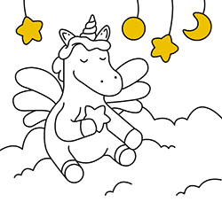 Dibujos online para colorear para niños de 2 a 5 años: Unicornio con alas