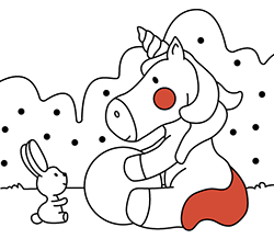 Imágenes gratis para pintar para niños y niñas: Unicornio con pelota