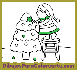 Dibujo navideño de duende para colorear online para niños
