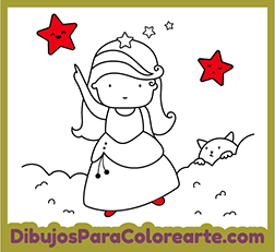 Dibujo para pintar online: Princesa Corazón. Ilustraciones infantiles para colorear gratis