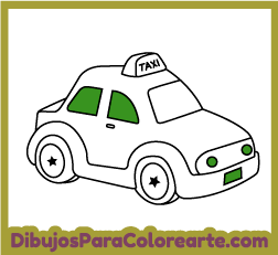Dibujos fáciles de transportes para colorear online: Taxi para pintar para niños y niñas