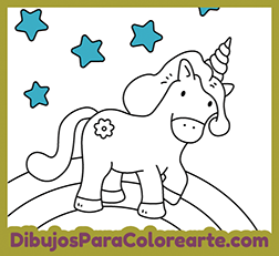 Dibujo de Unicornio para colorear online y gratis para niños pequeños: Arco Iris