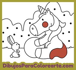 Dibujo infantil para colorear gratis de Unicornio con pelota