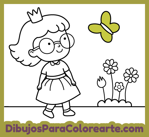 Dibujos infantiles para colorear gratis online: Princesa con anteojos